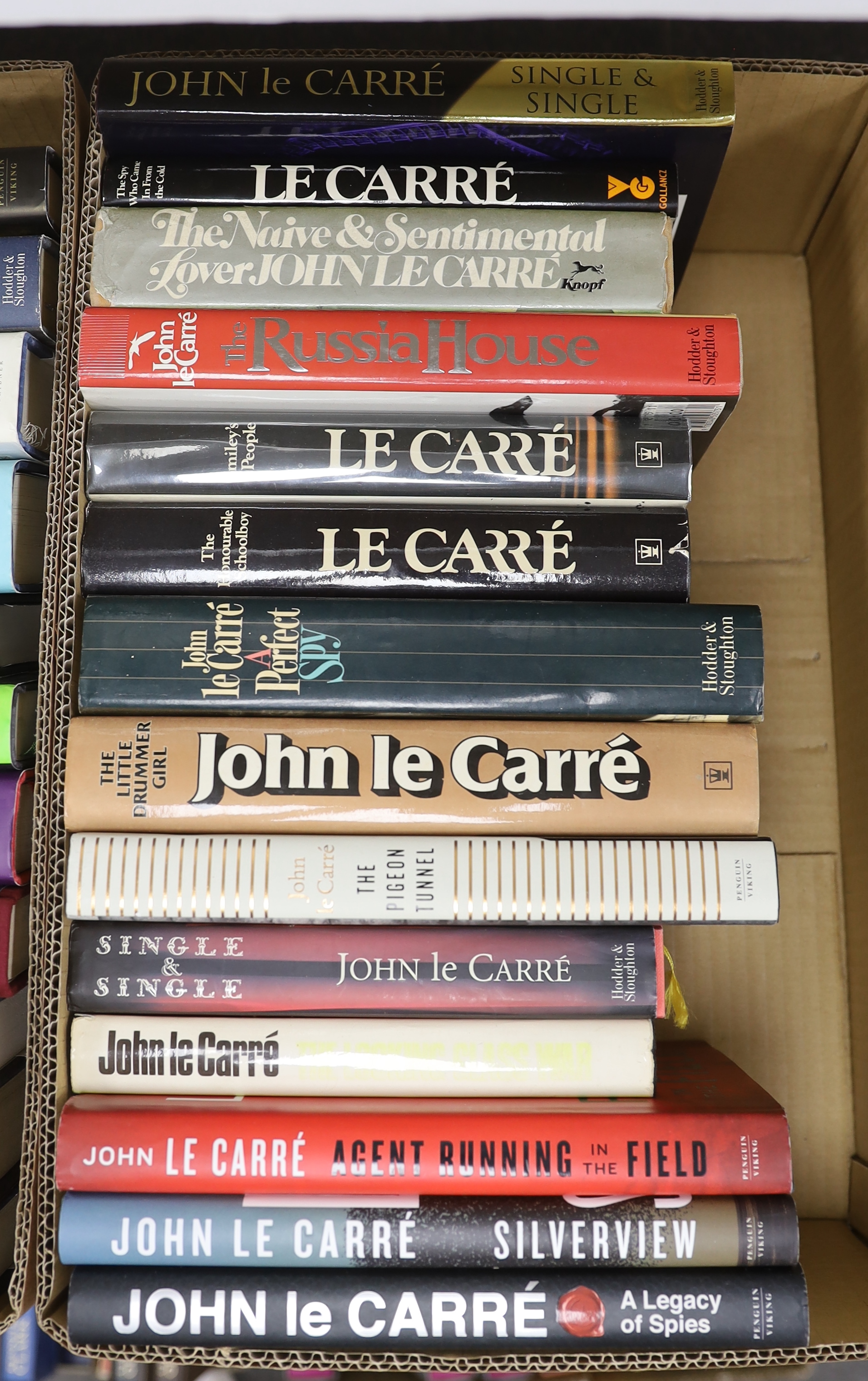 Le Carre, John - 19 works, all 1st editions, all with d/j’s, comprising:- The Looking Glass War, 1965; The Naive and Sentimental Lover, 1st USA edition, 1971; Smiley’s People, 1979; The Little Drummer Girl, 1983; A Perfe